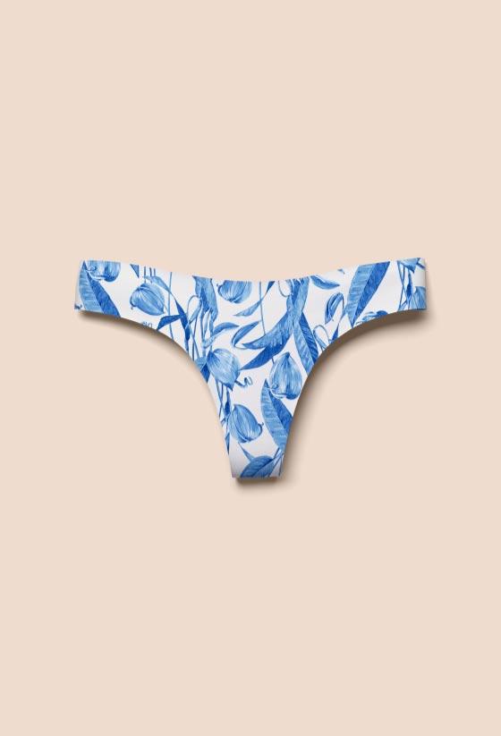 EBY Seamless Luxe Blue Meadow Thong Panties