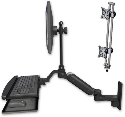 Ultra 180 Arm Mount w Monitor/Keyboard Tray w/Dual Vertical Monitor
