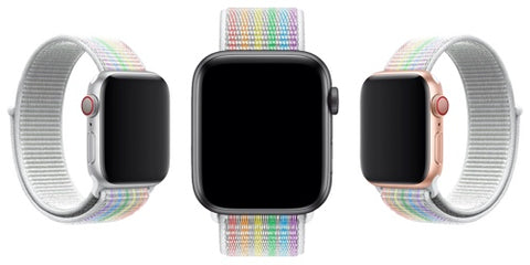 apple watch compatible sport loop band white rainbow strap
