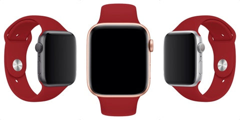 apple watch compatible silicone band red falue strap