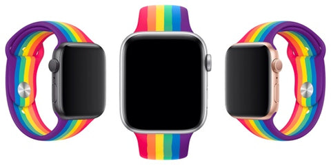 apple watch compatible rainbow band sport silicone strap