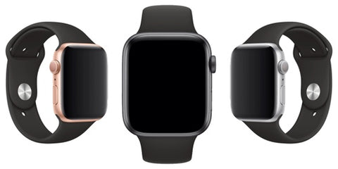 apple watch compatible sport silicone black strap