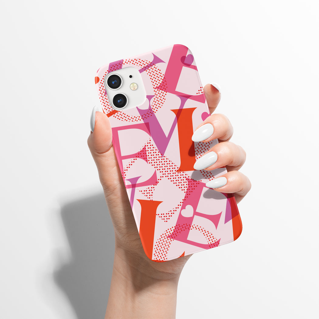 Pink Love Typography iPhone Case