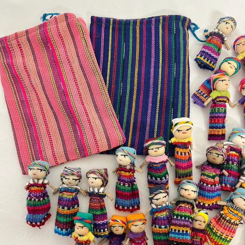 Thorness Set of 9 Guatemalan Handmade Worry Dolls with a Colourful Crafted  Storage Bag | Worry Dolls for Girls | Worry Dolls for Boys | Anxiety Dolls