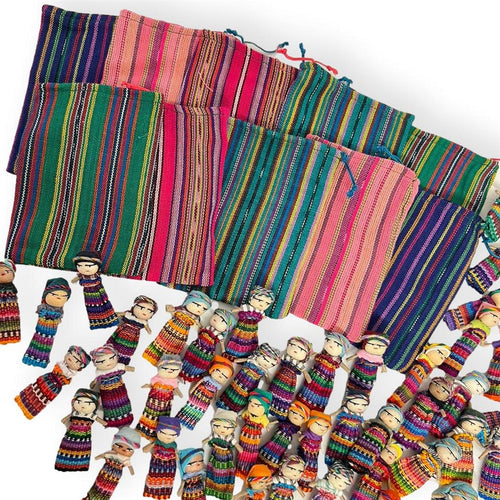 Set of 10 Guatemalan Handmade Worry Dolls With a Colourful Crafted