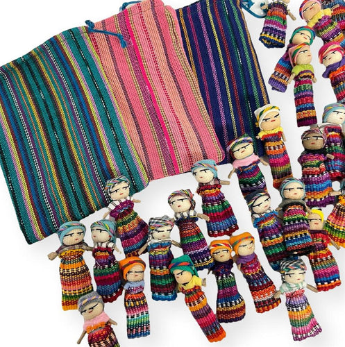 Thorness Set of 9 Guatemalan Handmade Worry Dolls with a Colourful Crafted  Storage Bag | Worry Dolls for Girls | Worry Dolls for Boys | Anxiety Dolls
