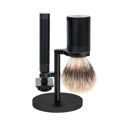 Pictured: The ROCCA Jet Silvertip Fibre Shaving Set by MÜHLE