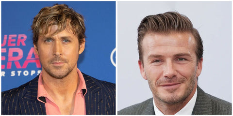 Ryan Gosling and David Beckham, sporting stubble.