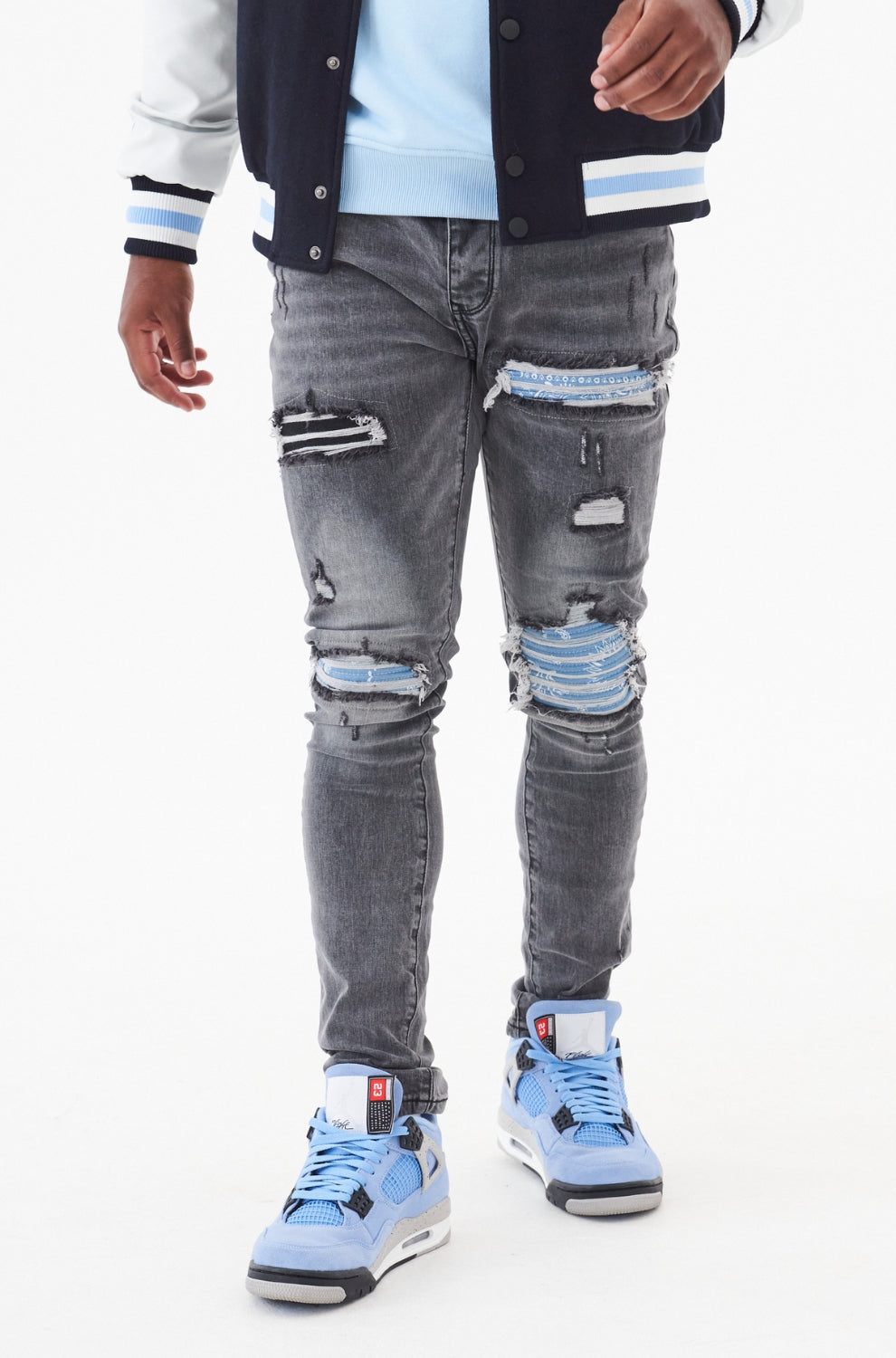 VINNIE BIKER JEAN - BLUE PAISLEY