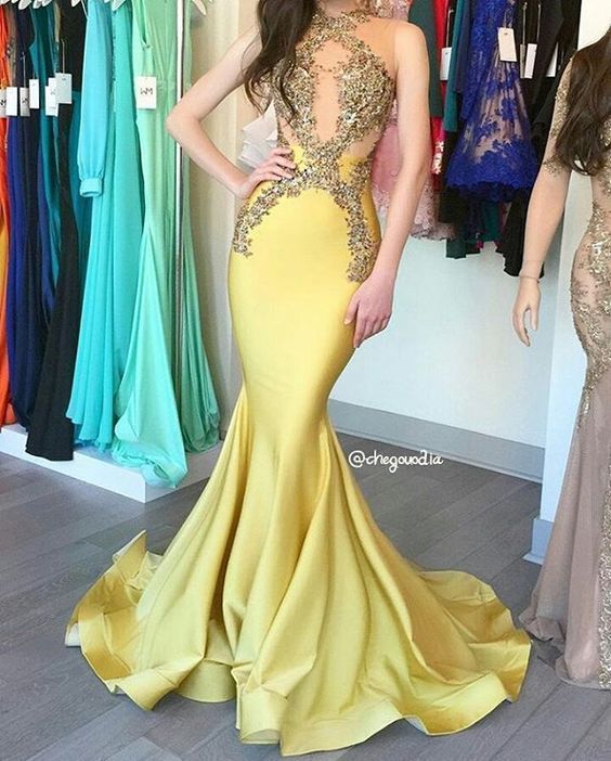 mustard yellow mermaid dress