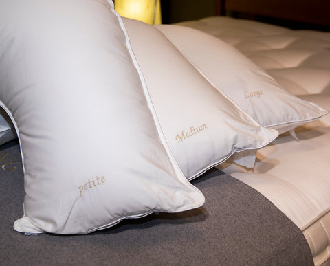 Pillows ranging in size