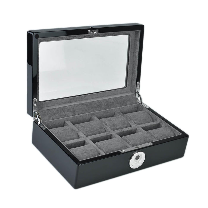 Tempus 8 Watch Box in Black Piano Finish with Bio Metric Lock - Tempus Luxury  Watch Winders