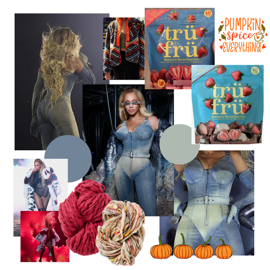 beyonce, tru fru, knit collage yarn, handspun 