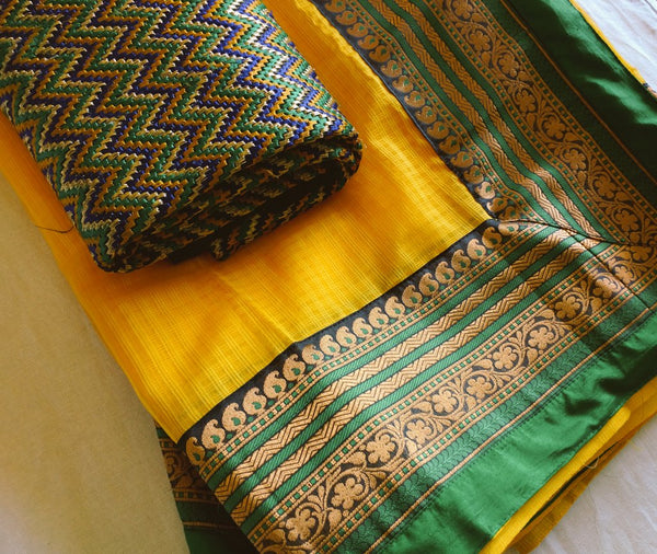 Hand stitched kota silk sari by DesiCrafts