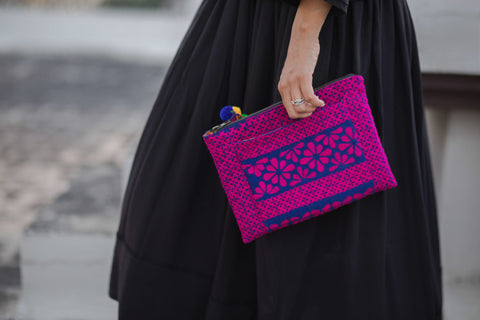 Magenta DIY clutch purse by styleinked