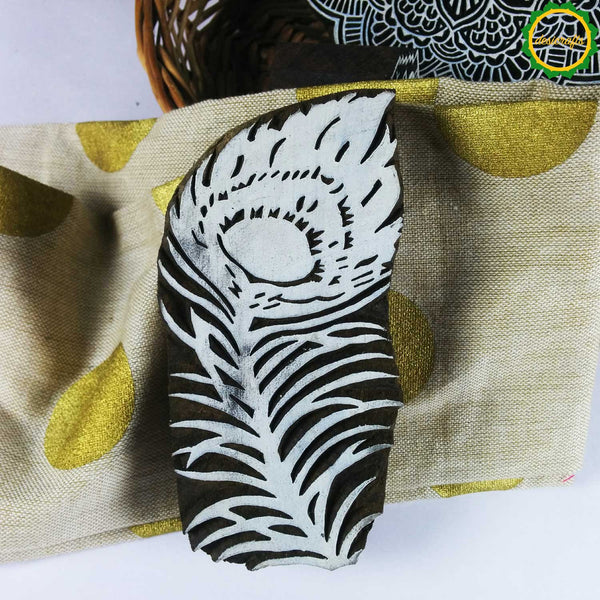 Peacock Feather Wooden Blockprinting Stamp