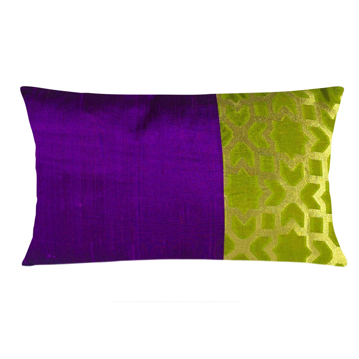 Buy Online Chartreuse Gold and Purple Raw Silk Lumber Pillow Cover ...