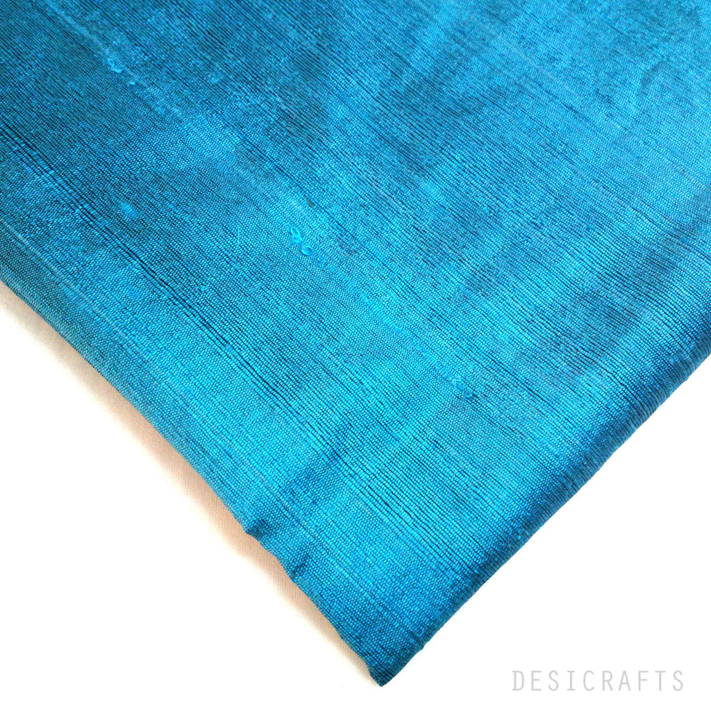 Teal / Cobalt Dupioni Silk - Raw Silk Fabric – DesiCrafts