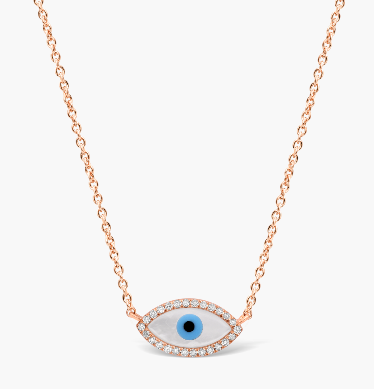 Grecee Evil Eye Necklace, White Evil Eye Enamel Necklace, Gold Greece –  Evileyefavor