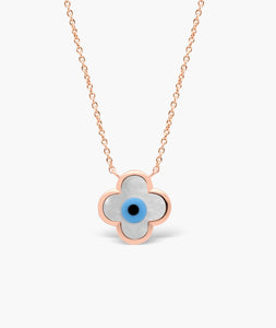 Ikasiya Rose Gold Mother of Pearl Evil Eye Necklace