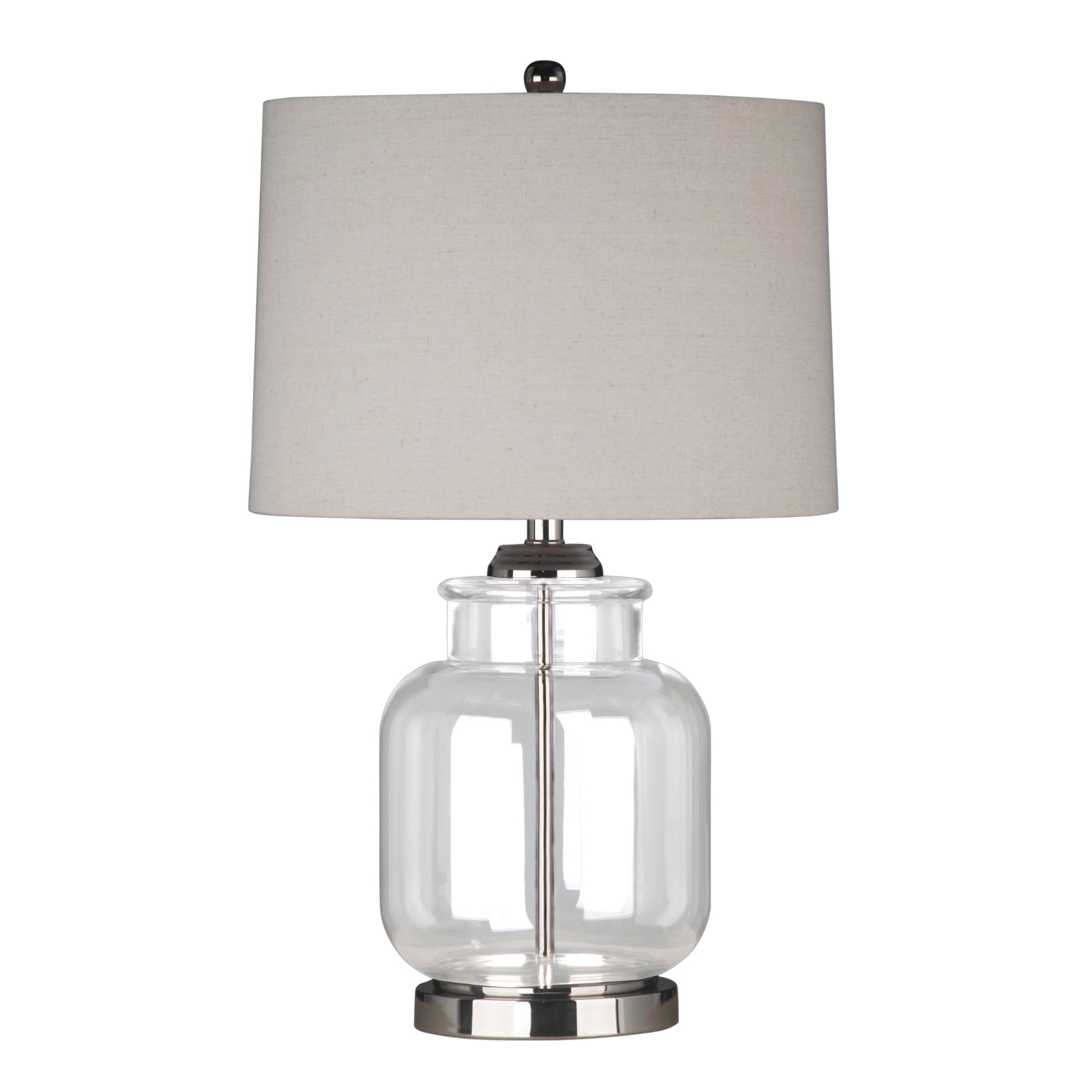 Regency Nickel and Glass Table Lamp with Natural Linen Shade - Oneworld Collection NZ product image