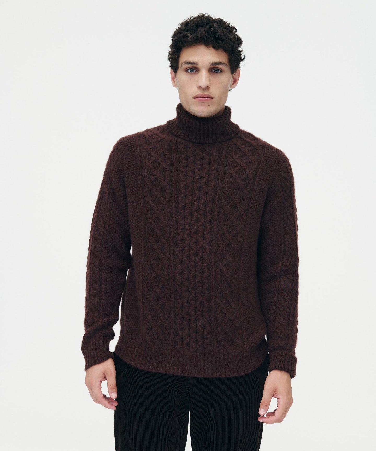 Fisherman Chunky Marled Polo Neck Sweater with Cashmere | Blarney