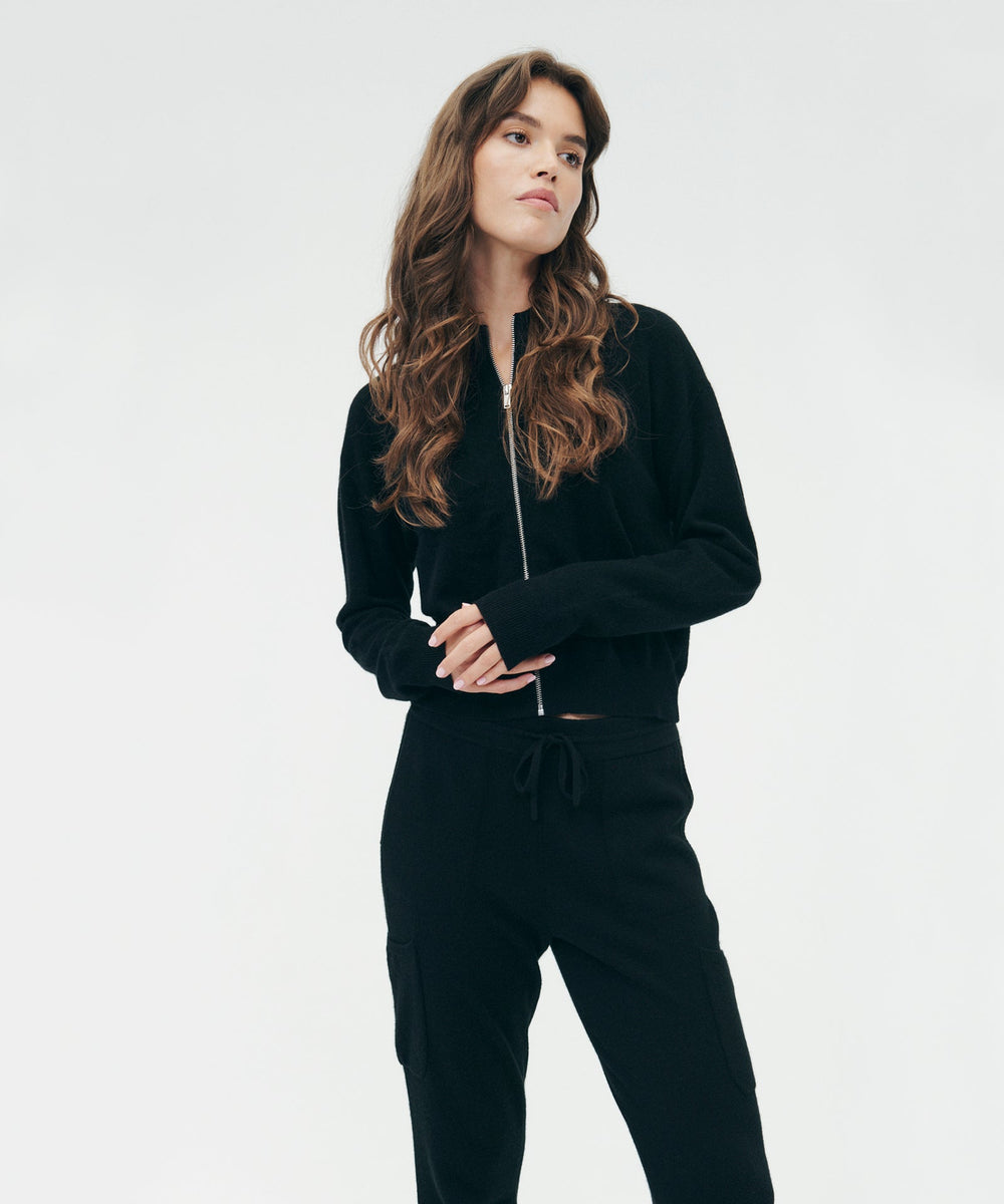 Cashmere Cropped Full Zip Sweater – NAADAM