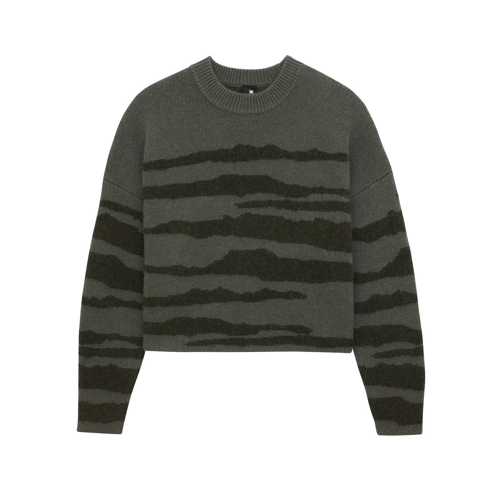 Wool Cashmere Tiger Stripe Crewneck Sweater