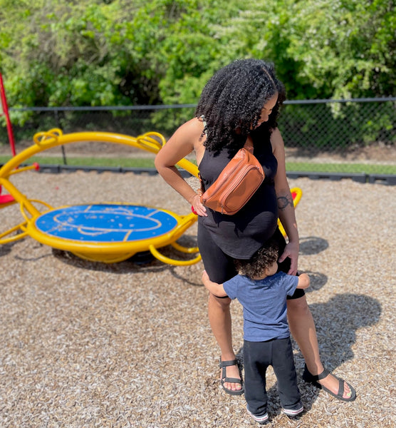 Sara with boy at the playground