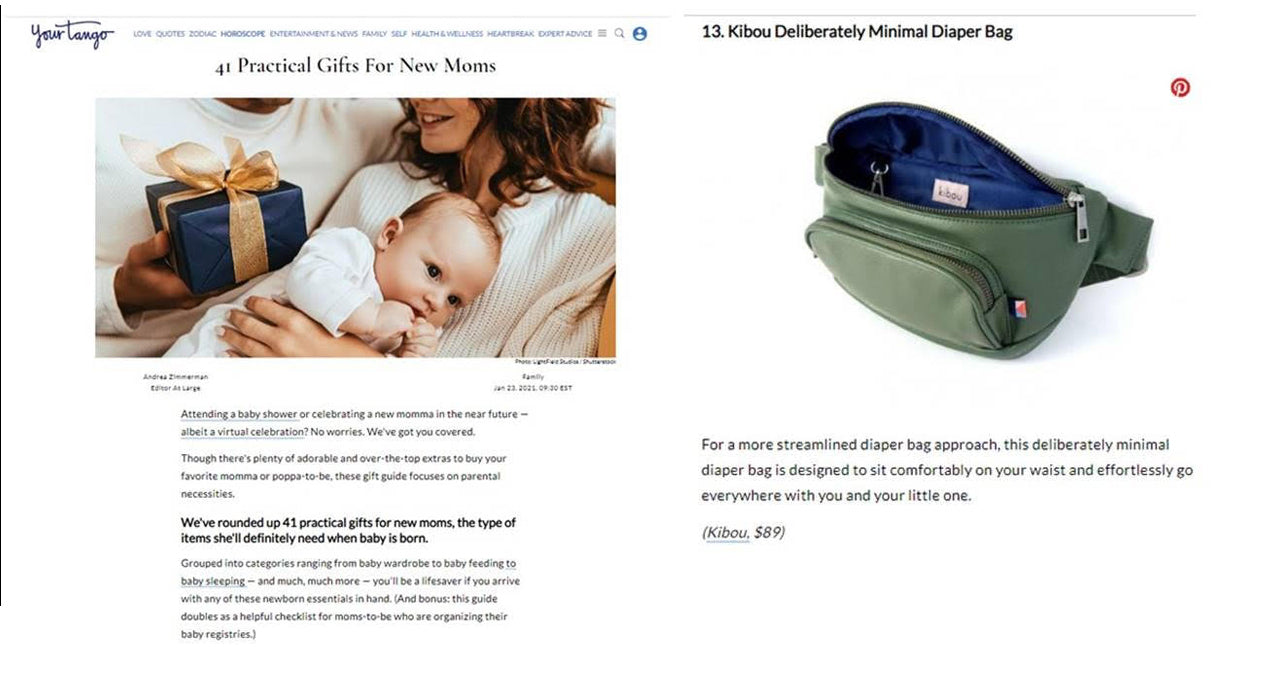 Kibou Your Tango 41 practical gifts for new moms