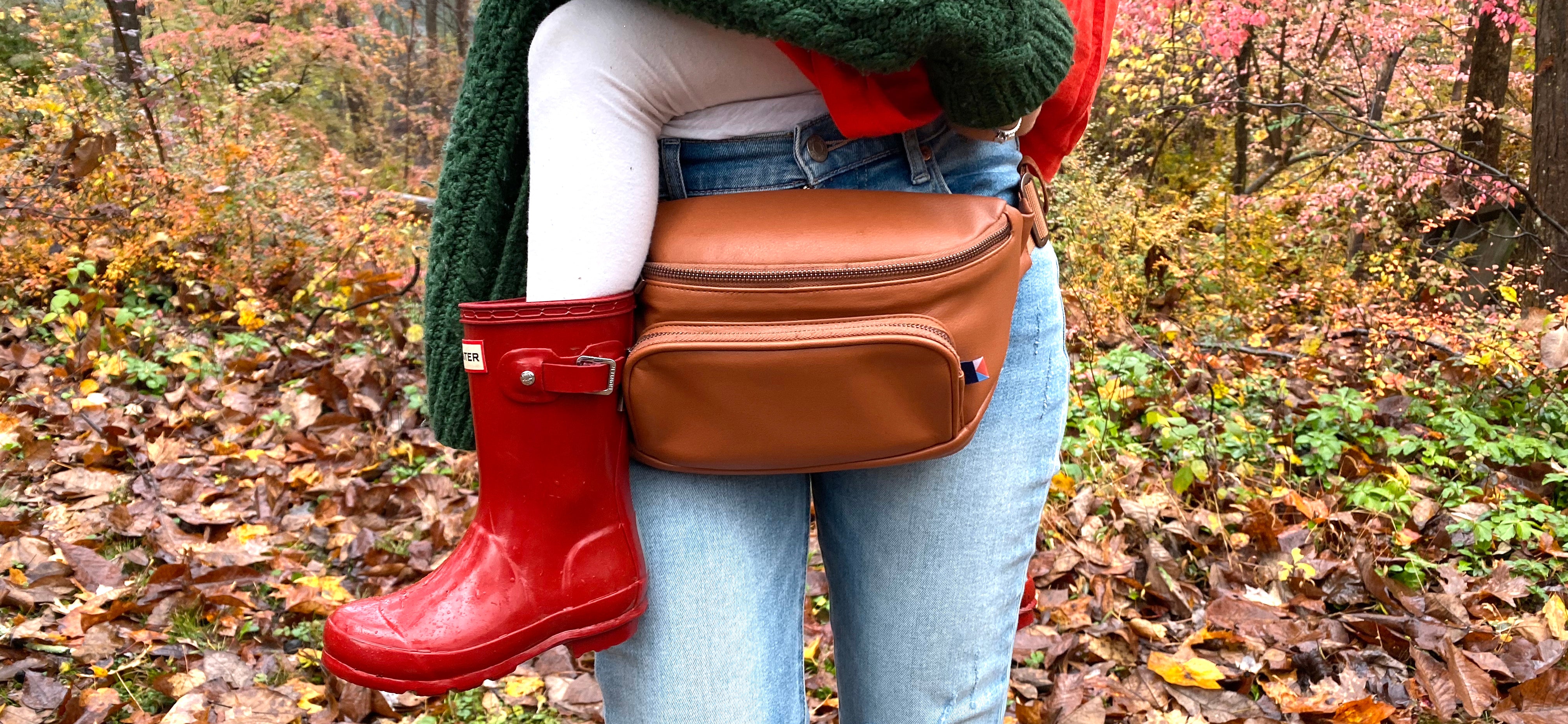 Kibou fanny pack diaper bag in brown