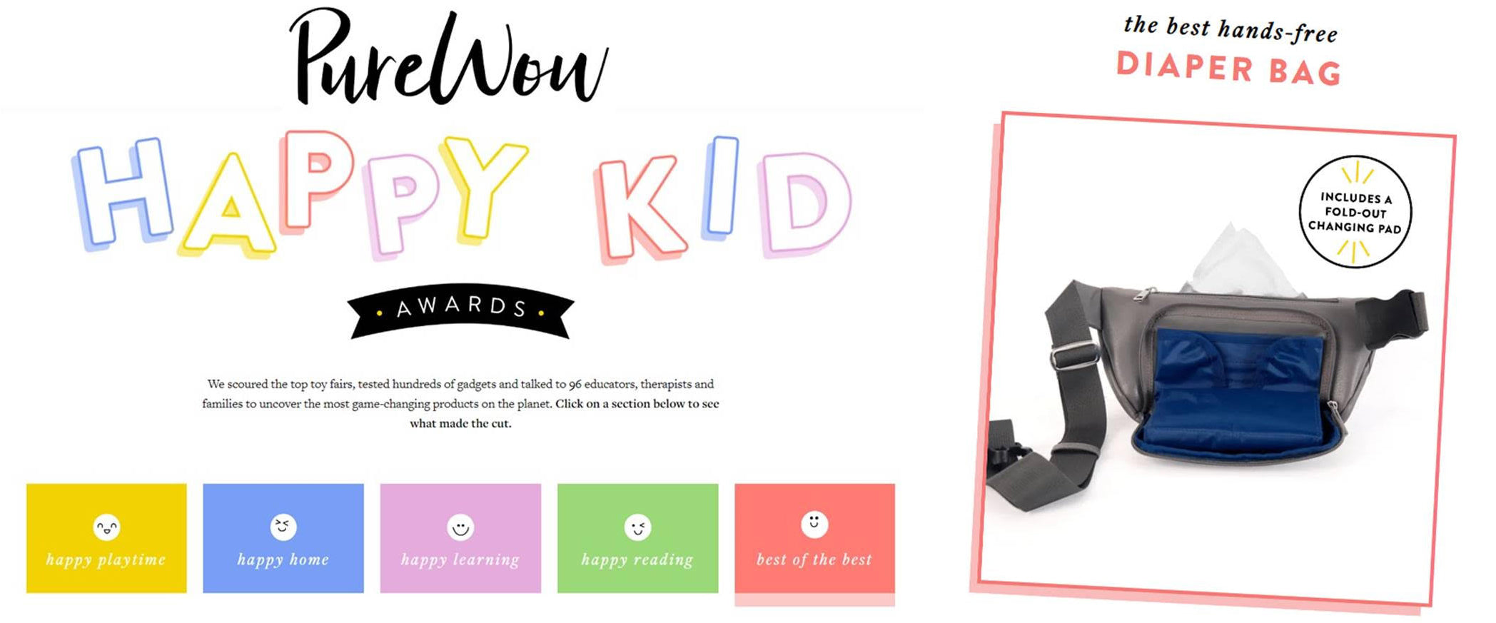 PureWow- Happy Kids Awards Hands-Free Diaper bag