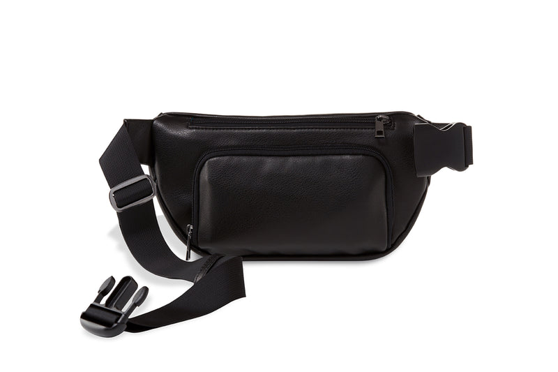 Kibou Vegan Leather Fanny Pack Diaper Bag | Black