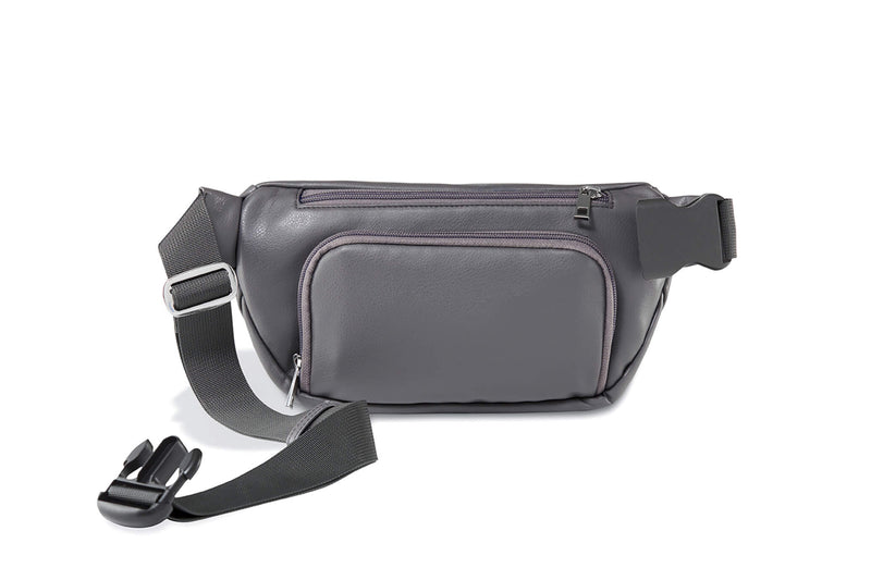 Kibou Vegan Leather Fanny Pack Diaper Bag | Charcoal Gray
