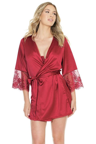 Satin & Eyelash Lace Robe –