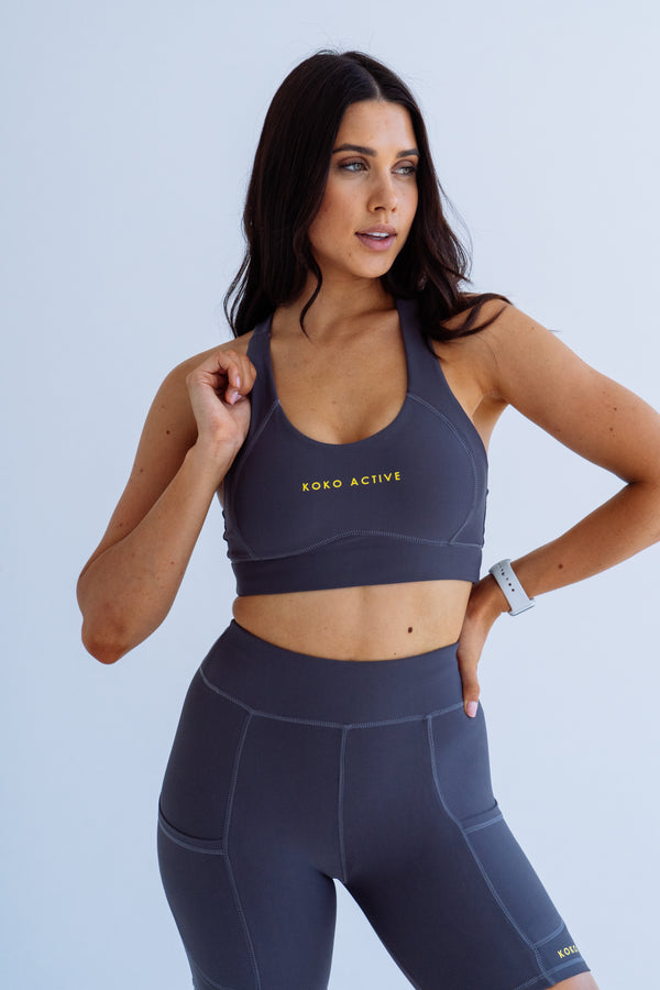 GAME CHANGER Graphite grey Scoop Sports Bra