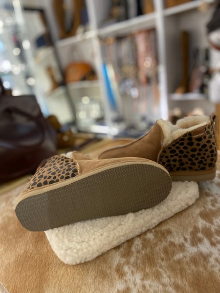 leopard print sheepskin slippers