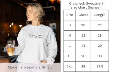 Moxie Momma Gildan 81000 Crewneck Sweatshirt Size Chart