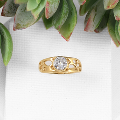 gold cactus solitaire ring