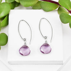 pink amethyst dangle earrings