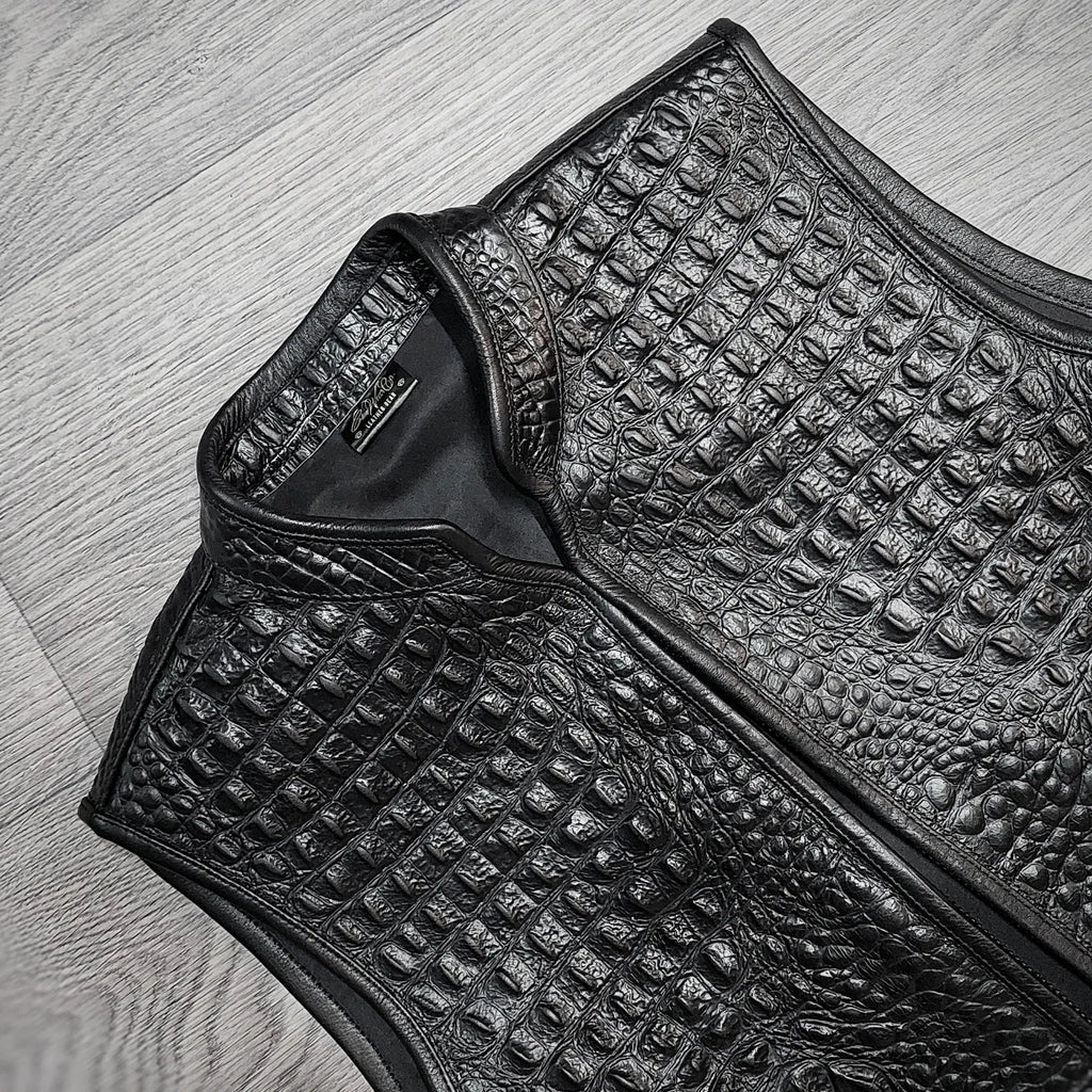 Leather Embossed Vest Jacket