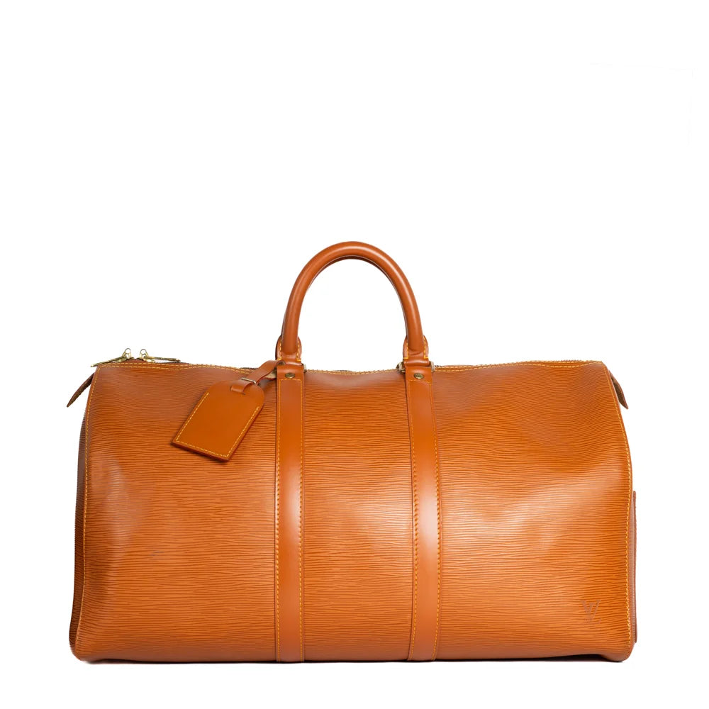 Image of Sac Keepall 45 Vintage en cuir épi marron