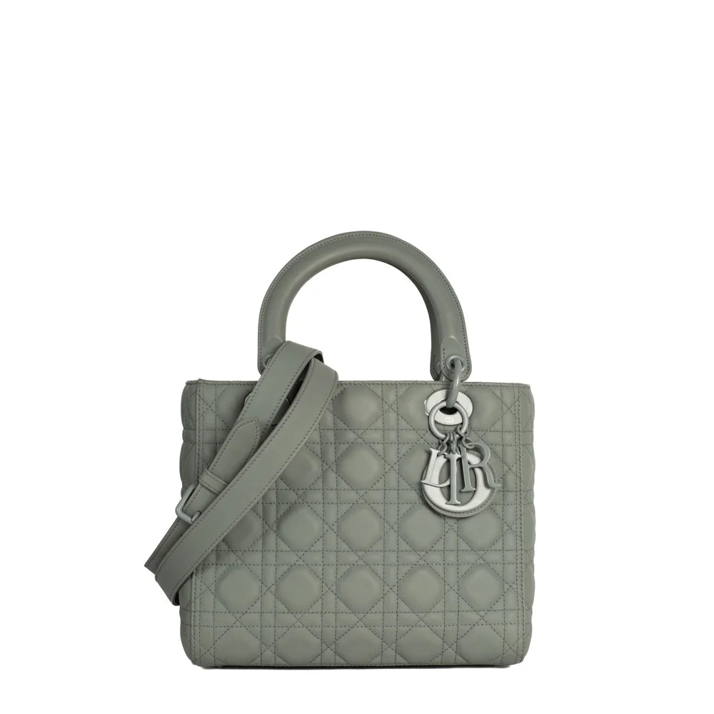 image of Lady Dior Medium Limited Edition bag in gray leather