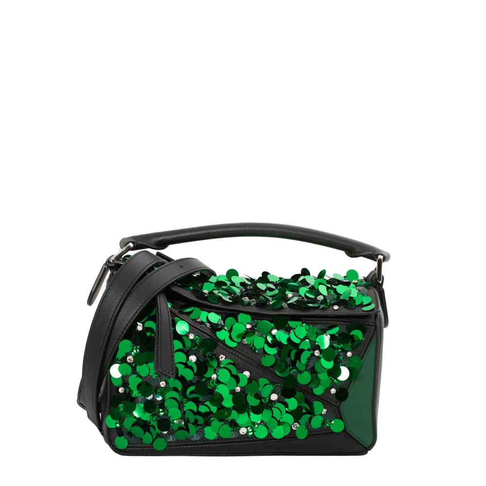 image of Puzzle Small Limited Edition bag in green sequins