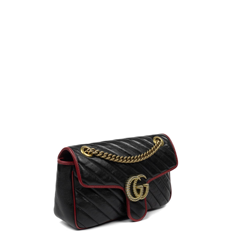 marmont gucci second hand bag in black leather side