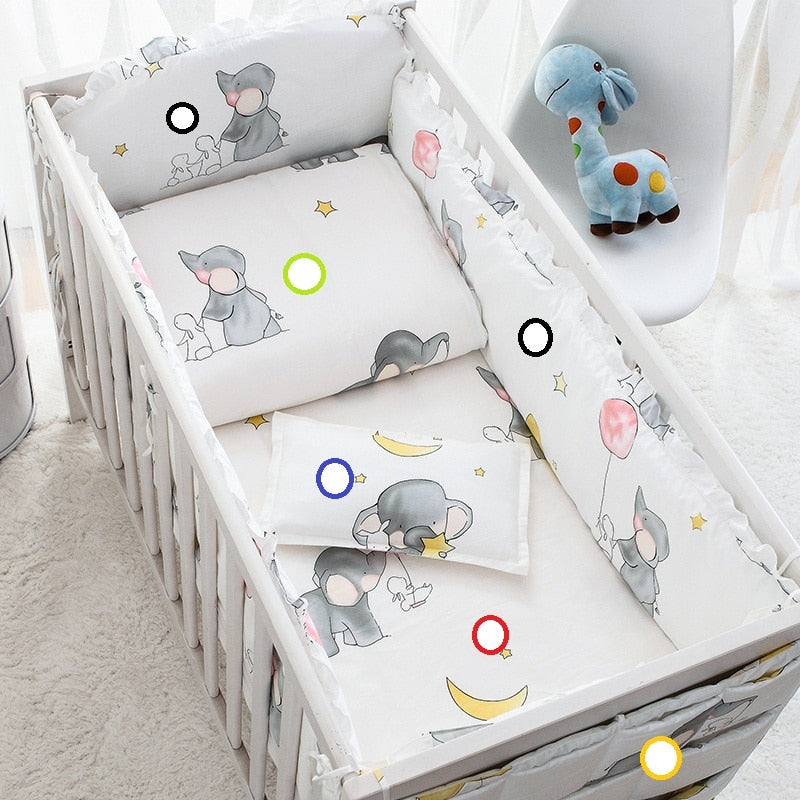 Cotton Soft Baby Bedding Sets Gray Elephant Baby Crib Bed Bumper