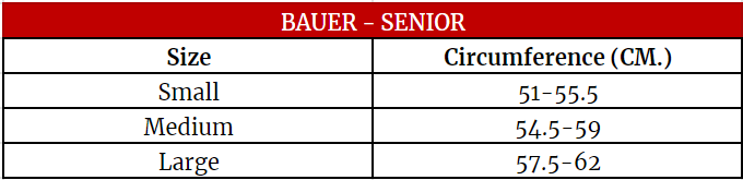 Bauer Hockey Helmet Size Chart