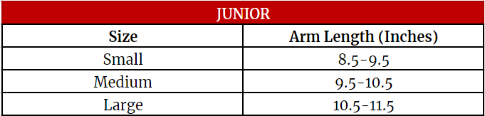 Junior Hockey Elbow Pads Size Chart