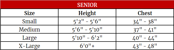 Senior Hockey Shoulder Pads Size Chart