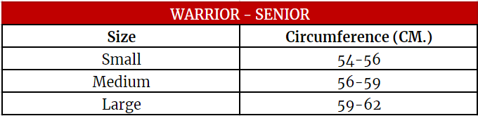 Warrior Hockey Helmet Size Chart